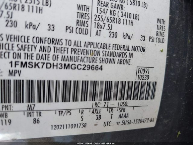 2021 FORD EXPLORER 1FMSK7DH3MGC29664 Photo 8