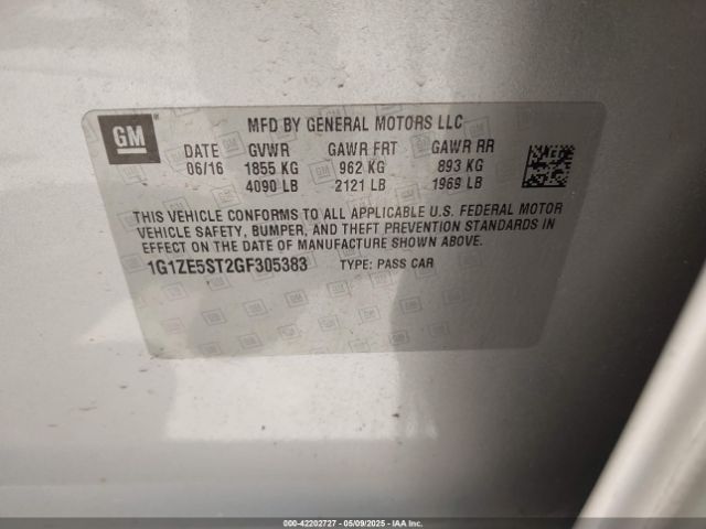 1G1ZE5ST2GF305383 Chevrolet MALIBU 1LT