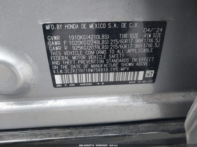 2024 HONDA HR-V 3CZRZ1H71RM758910 Photo 8