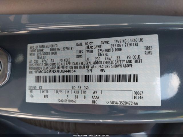 2024 FORD ESCAPE 1FMCU0MNXRUB44034 Photo 8