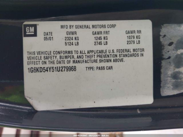 2001 CADILLAC DEVILLE 1G6KD54Y51U279968 Photo 8