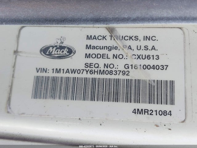 Aukcja sprzedaży 2017 Mack Pinnacle, vin: 1M1AW07Y6HM083792, numer aukcji: 42202873