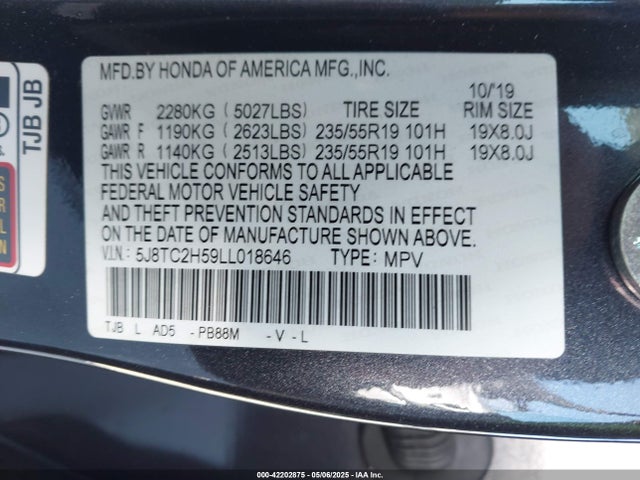 5J8TC2H59LL018646 Acura k20c4