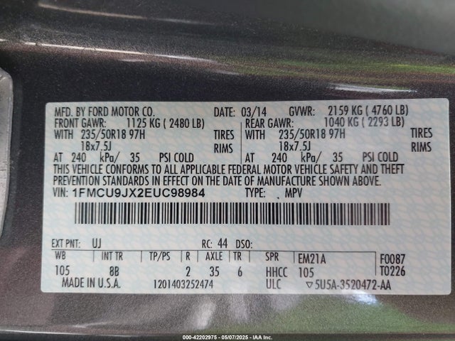 Ford Escape Titanium 2014 1FMCU9JX2EUC98984 Image 9