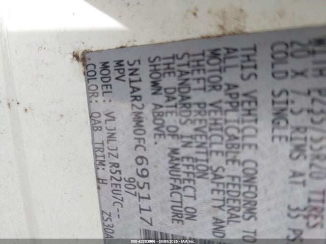 Nissan Pathfinder Platinum 2015 5N1AR2MM0FC695117 Image 9