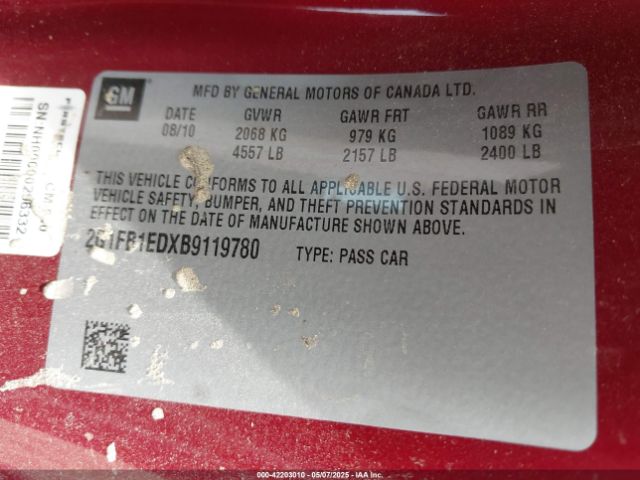 2011 CHEVROLET CAMARO 2G1FB1EDXB9119780 Photo 8