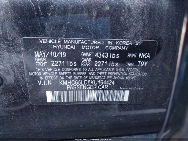 KMHC65LD5KU164424 Hyundai IONIQ PLUG-IN HYBRID