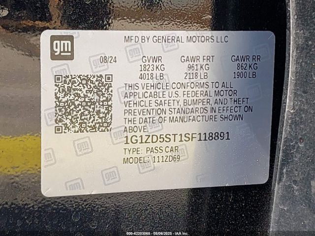 1G1ZD5ST1SF118891 Chevrolet Malibu Fwd 1lt