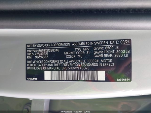 2025 VOLVO XC90 PLUG-IN HYBRID YV4H60PE1S1328346 Photo 8