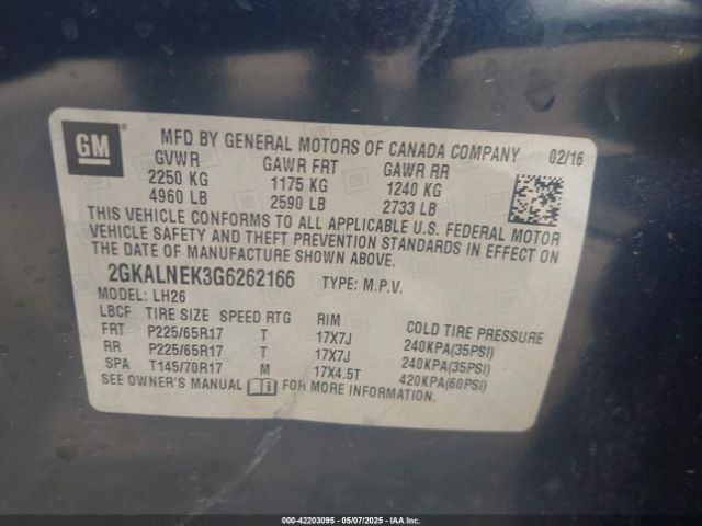 2GKALNEK3G6262166 GMC Terrain Sle-2