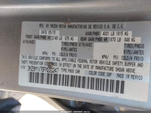 3MZBM1V76FM226247 Mazda Mazda3 I Touring