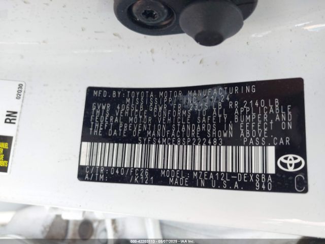 5YFS4MCE8SP222483 Toyota COROLLA SE