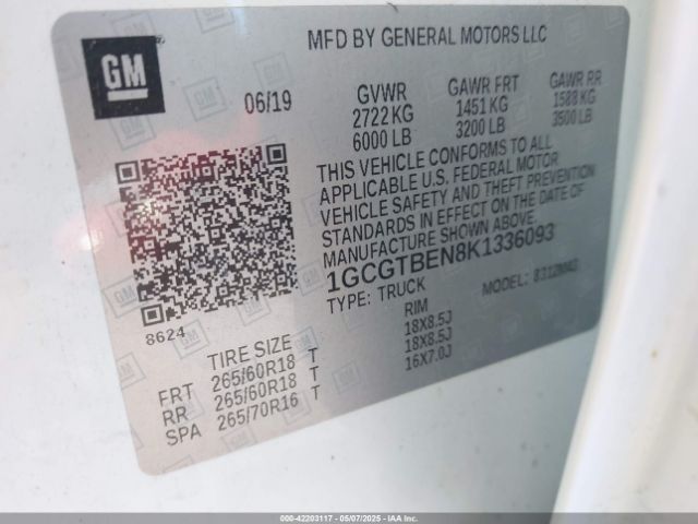 1GCGTBEN8K1336093 Chevrolet Colorado Wt