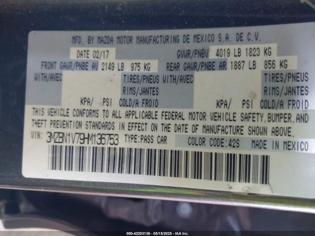 3MZBN1V79HM136753 Mazda Mazda3 Touring