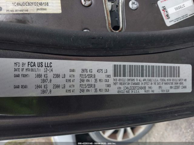 1C4NJDCB2FD248498 Jeep Compass Limited