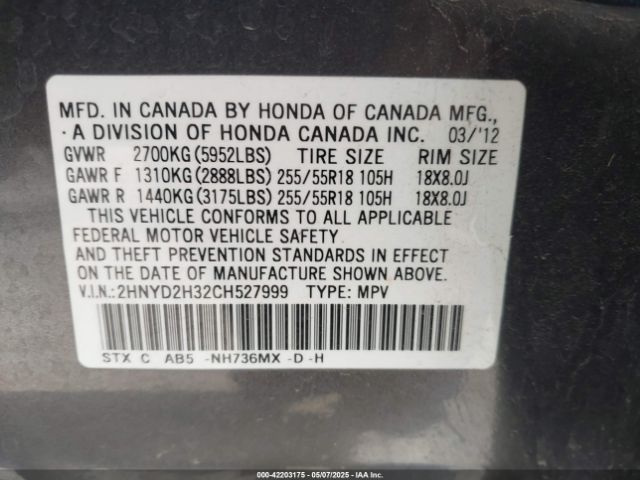 2012 ACURA MDX 2HNYD2H32CH527999 Photo 8