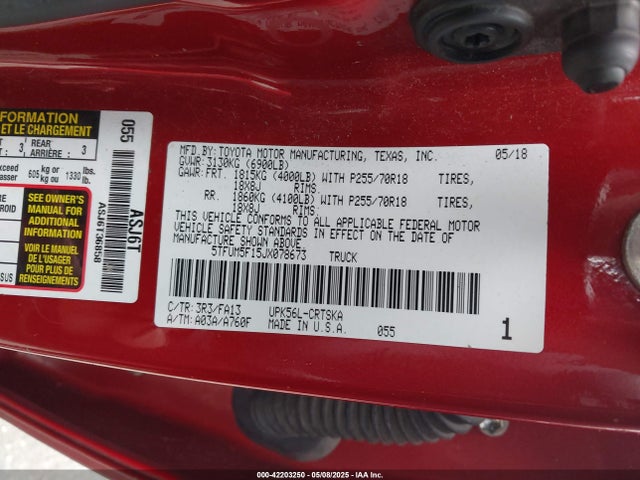 5TFUM5F15JX078673 Toyota 1ur-fe