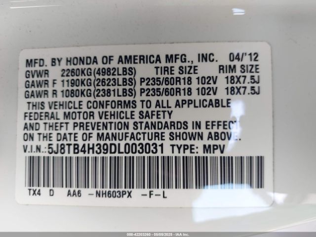 2013 ACURA RDX 5J8TB4H39DL003031 Photo 8
