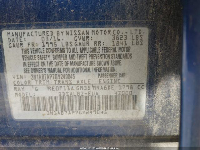 3N1AB7AP7GY249045 Nissan SENTRA S