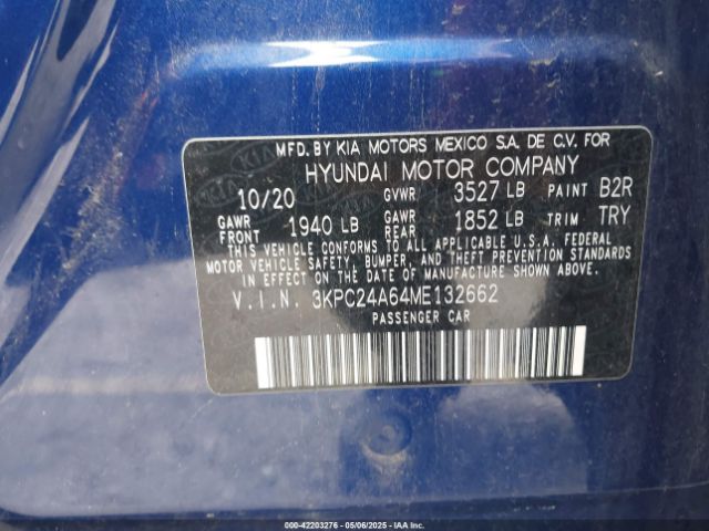 2021 HYUNDAI ACCENT 3KPC24A64ME132662 Photo 8