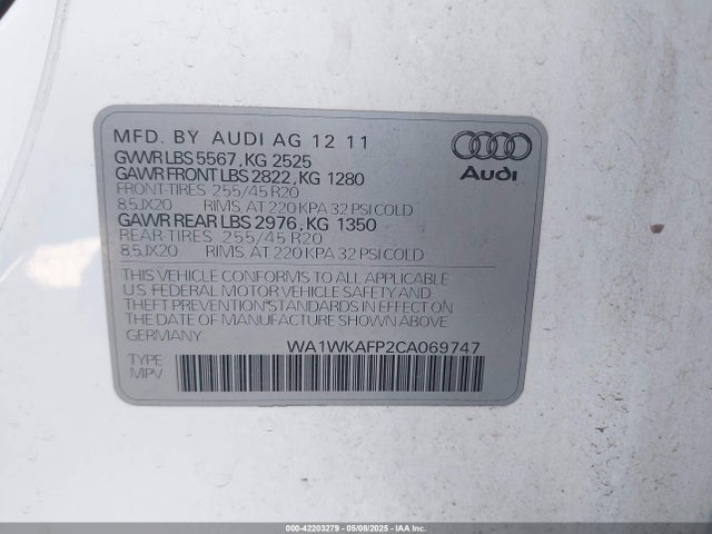 2012 AUDI Q5 WA1WKAFP2CA069747 Photo 8