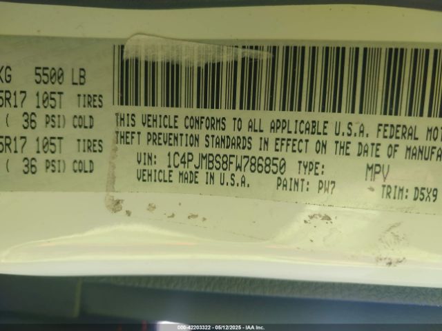 1C4PJMBS8FW786850 Jeep Cherokee