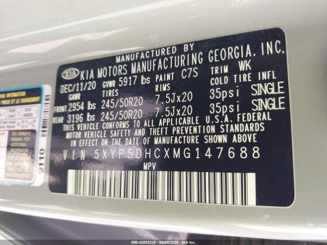 5XYP5DHCXMG147688 KIA Telluride Sx