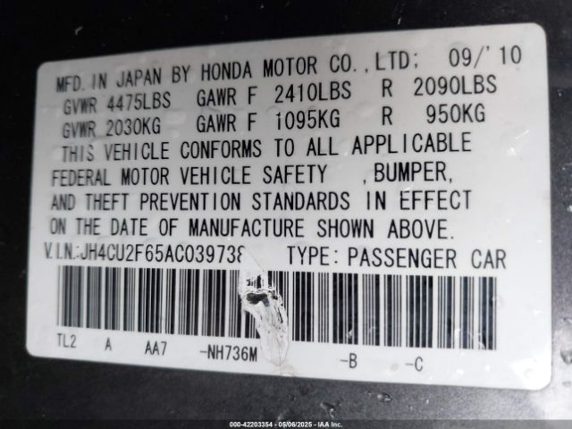 2010 ACURA TSX JH4CU2F65AC039738 Photo 8