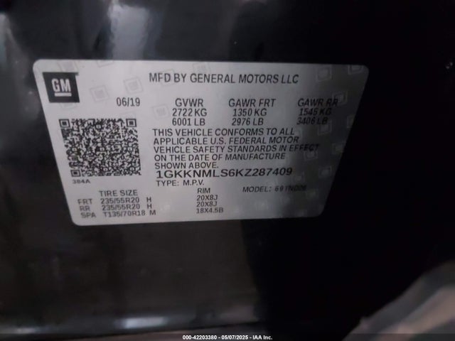 1GKKNMLS6KZ287409 GMC Acadia Slt-1