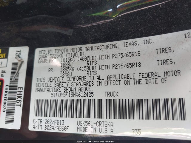 5TFUY5F18HX612425 Toyota 3ur-fe