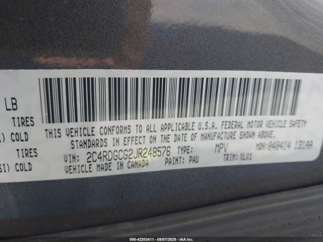 2C4RDGCG2JR248576 Dodge Grand Caravan Sxt