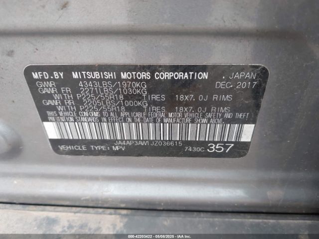 2018 MITSUBISHI OUTLANDER SPORT JA4AP3AW1JZ036615 Photo 8