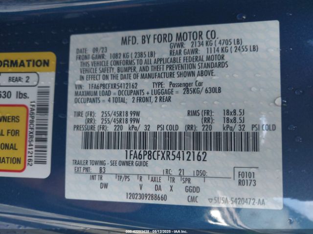 2024 FORD MUSTANG 1FA6P8CFXR5412162 Photo 8