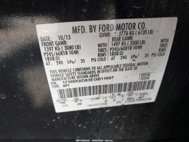 1FM5K8D83EGB11697 Ford EXPLORER XLT