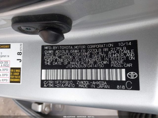 JTDKN3DU3F0414150 Toyota Prius Two