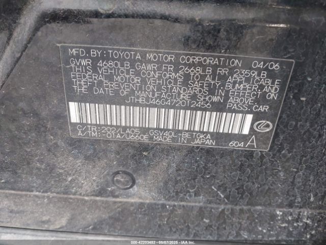 2007 LEXUS ES 350 JTHBJ46G472012456 Photo 8