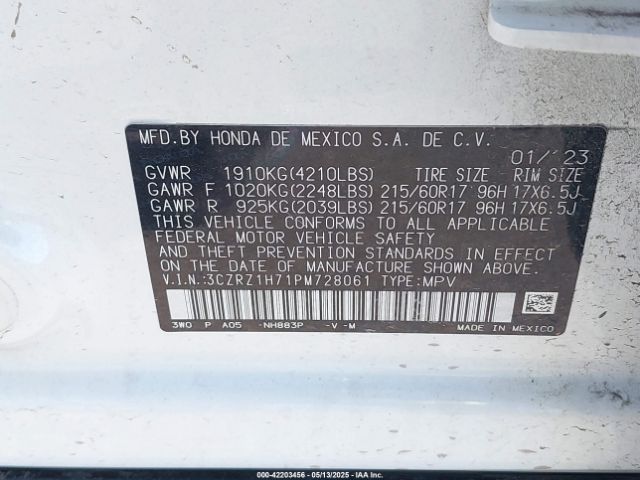 2023 HONDA HR-V 3CZRZ1H71PM728061 Photo 8