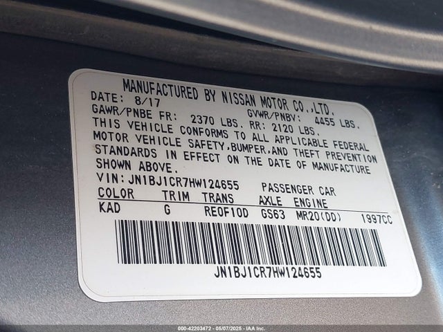 JN1BJ1CR7HW124655 Nissan Rogue Sport S