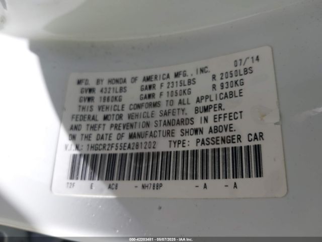 1HGCR2F55EA281202 Honda Accord Sport