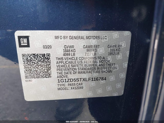 1G1ZD5STXLF116784 Chevrolet lfv - direct injection, variable valve timing, gen 1