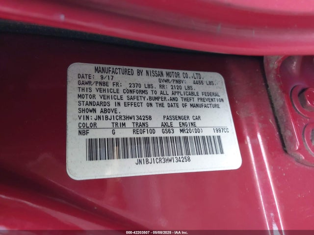 JN1BJ1CR3HW134258 Nissan Rogue Sport S
