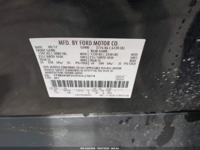 2017 FORD EXPLORER 1FM5K8FH1HGE25074 Photo 8