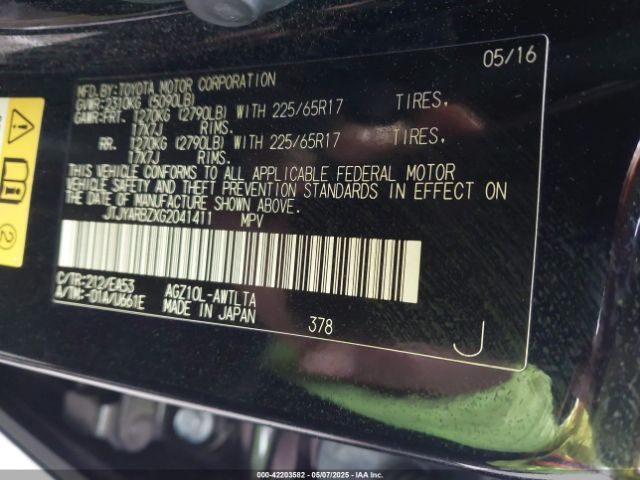 JTJYARBZXG2041411 Lexus NX 200T