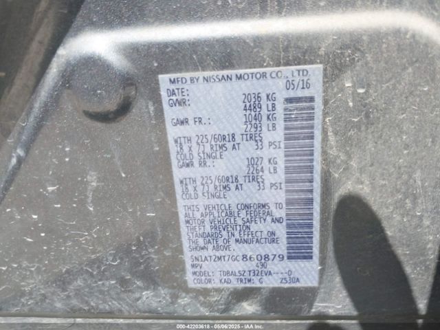 5N1AT2MT7GC860879 Nissan Rogue