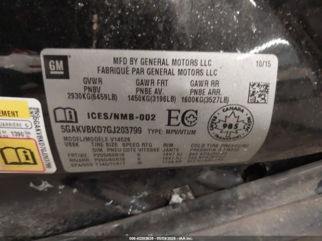 5GAKVBKD7GJ203799 Buick Enclave Leather