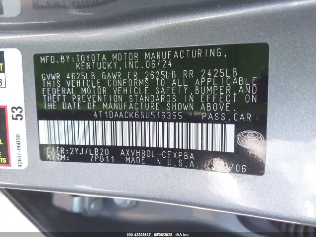 2025 TOYOTA CAMRY 4T1DAACK6SU516355 Photo 8