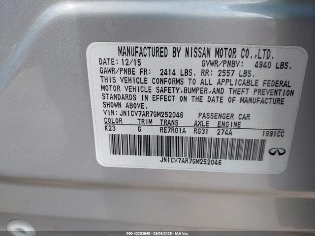 JN1CV7AR7GM252046 Infiniti Q50 2.0t Premium