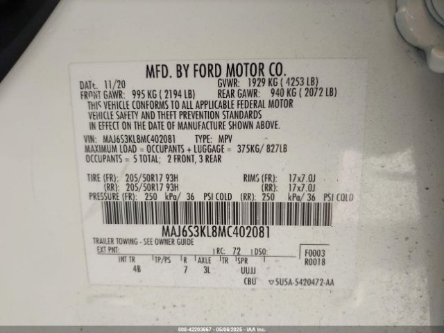 MAJ6S3KL8MC402081 Ford Ecosport Titanium