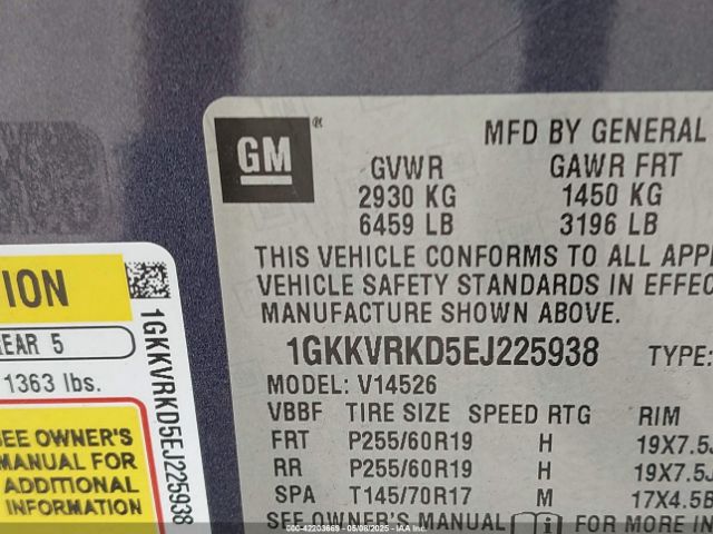 2014 GMC ACADIA 1GKKVRKD5EJ225938 Photo 8