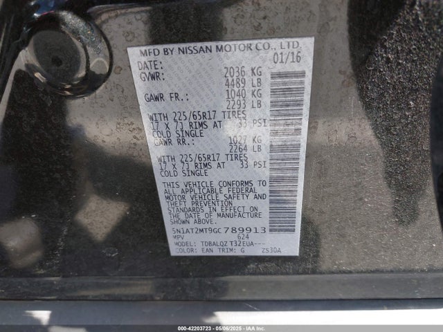 5N1AT2MT9GC789913 Nissan 2016